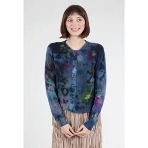 Galadriel Mattei Blossoms Skull Print Cashmere Cardigan Sweater- Size Large